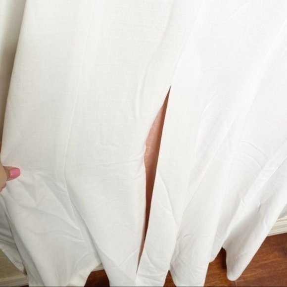 NWT C/MEO Collective Elation Ruffle-Bodice Gown in Ivory with Blush Size Large - Picture 9 of 10